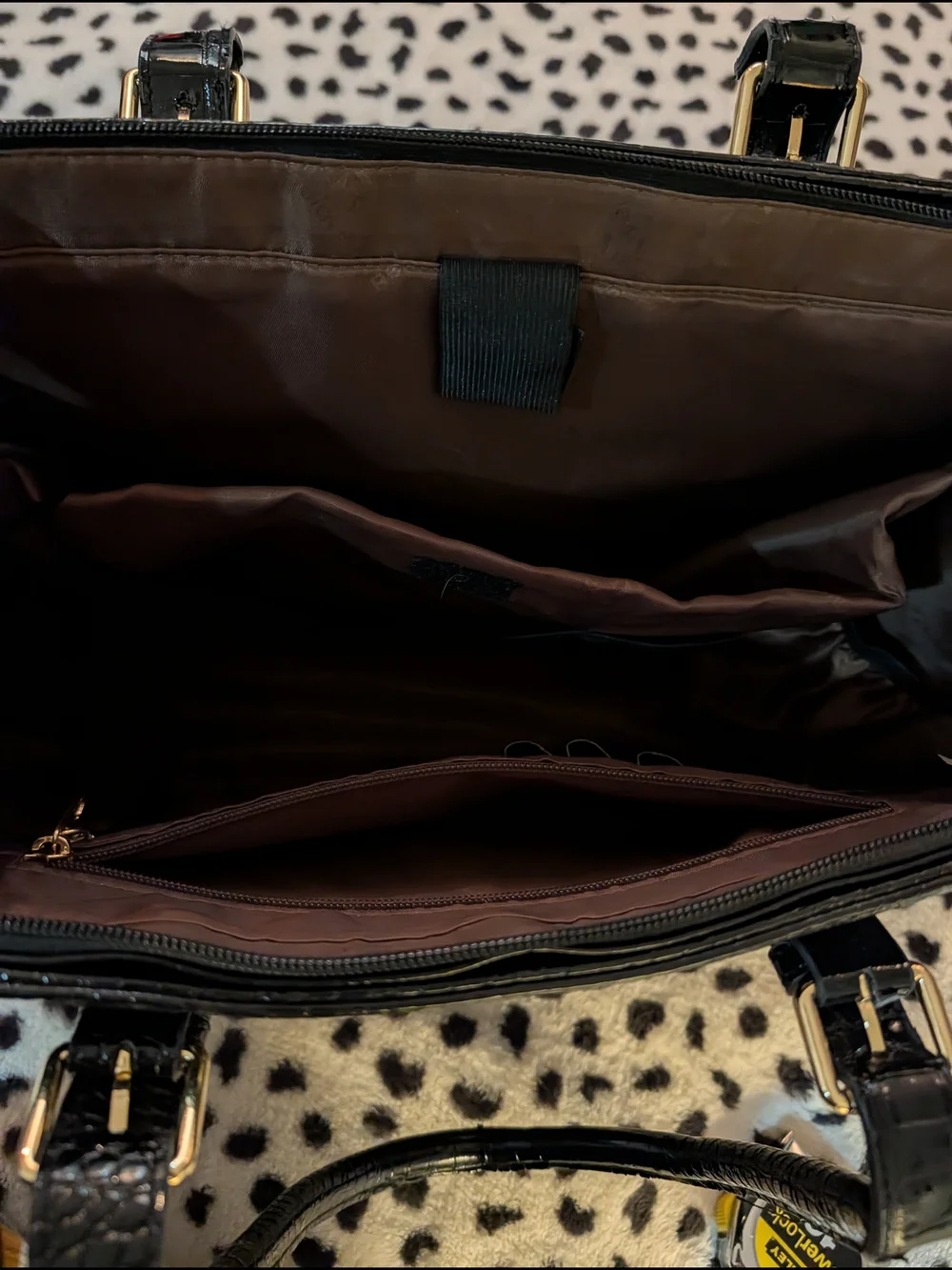 Relavel 17 Inch Shoulder Handle Bag Briefcase  Croc-Embossed Patent Tote Handbag